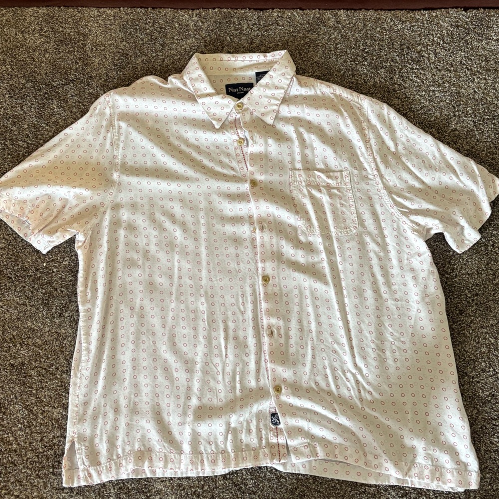 Nat Nast White Casual Button Down Shirt